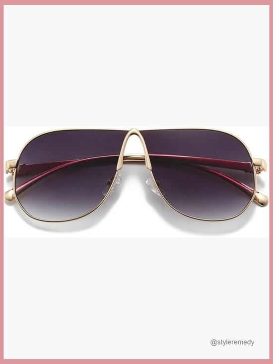 Retro 70s Oversized Aviator Sunglasses, Metal Frame, UV400 Protection main image 7